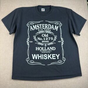 Amsterdam Old No.1275 Whiskey T-Shirt Men's XL Black Holland Graphic‎ Bar Tee